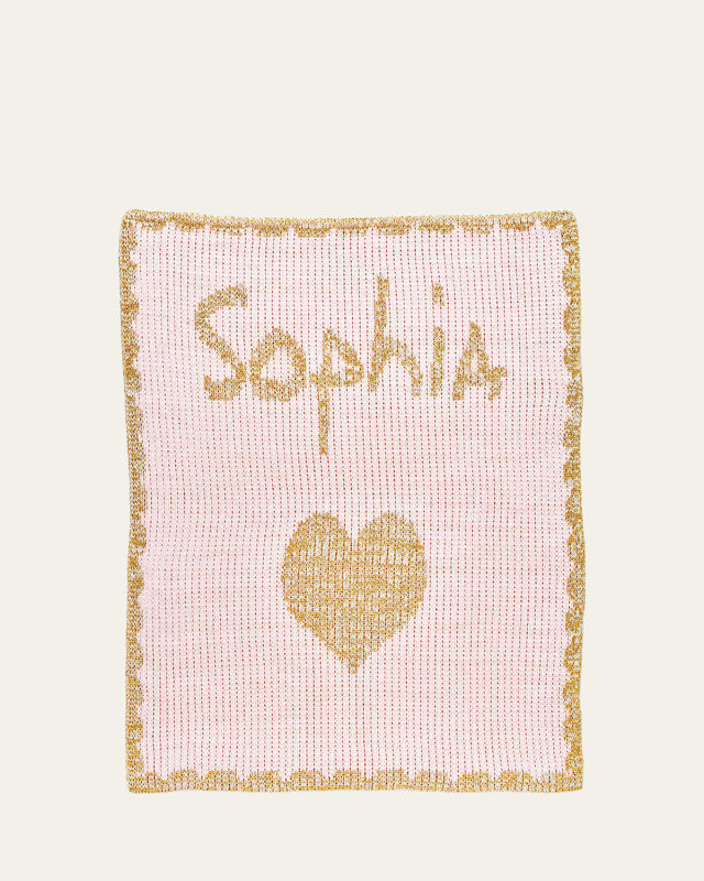 Single Heart Metallic Knit Stroller Blanket, Personalized